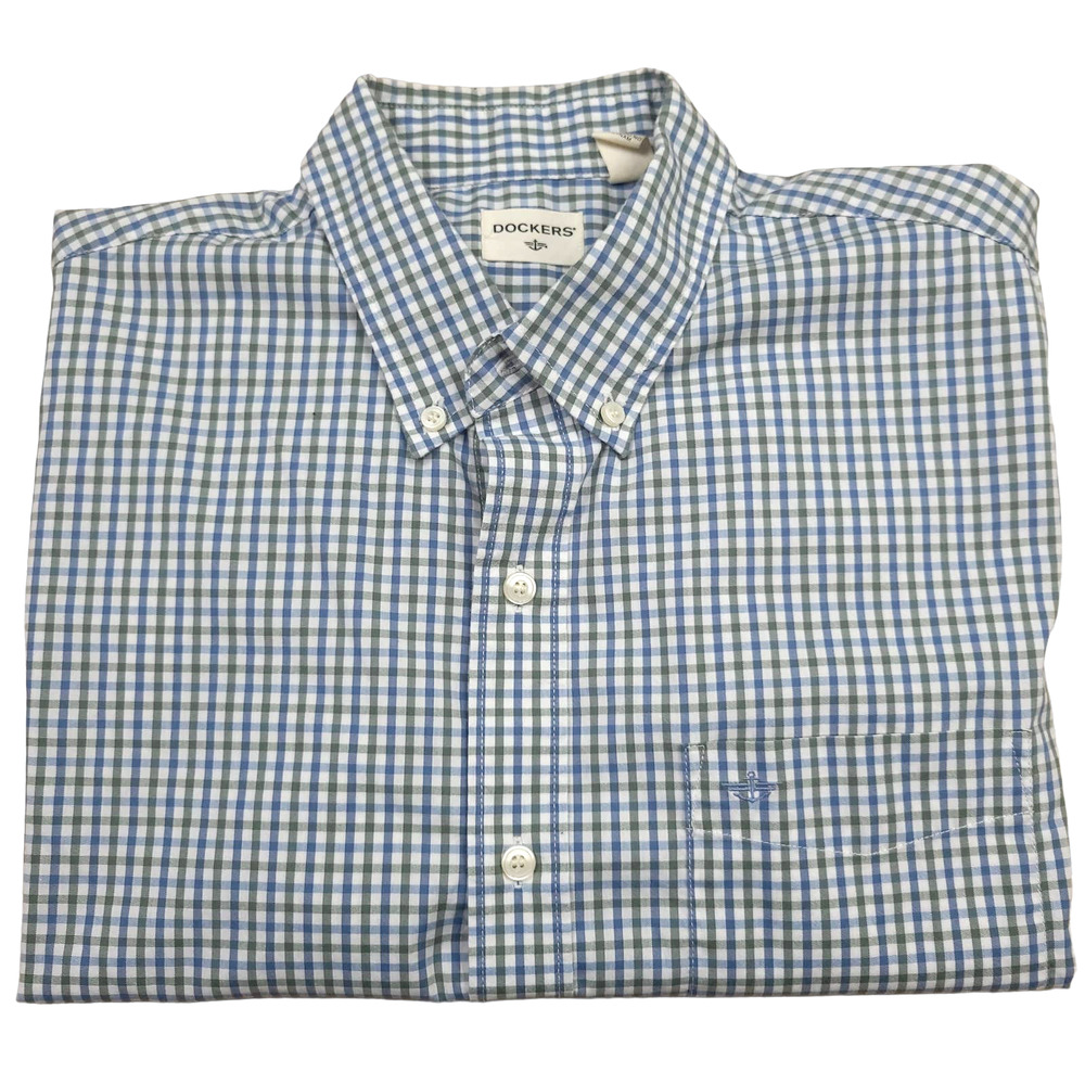 Dockers Men Button-Down, Short Sleeve, 1-Pocket, Plaid Shirt